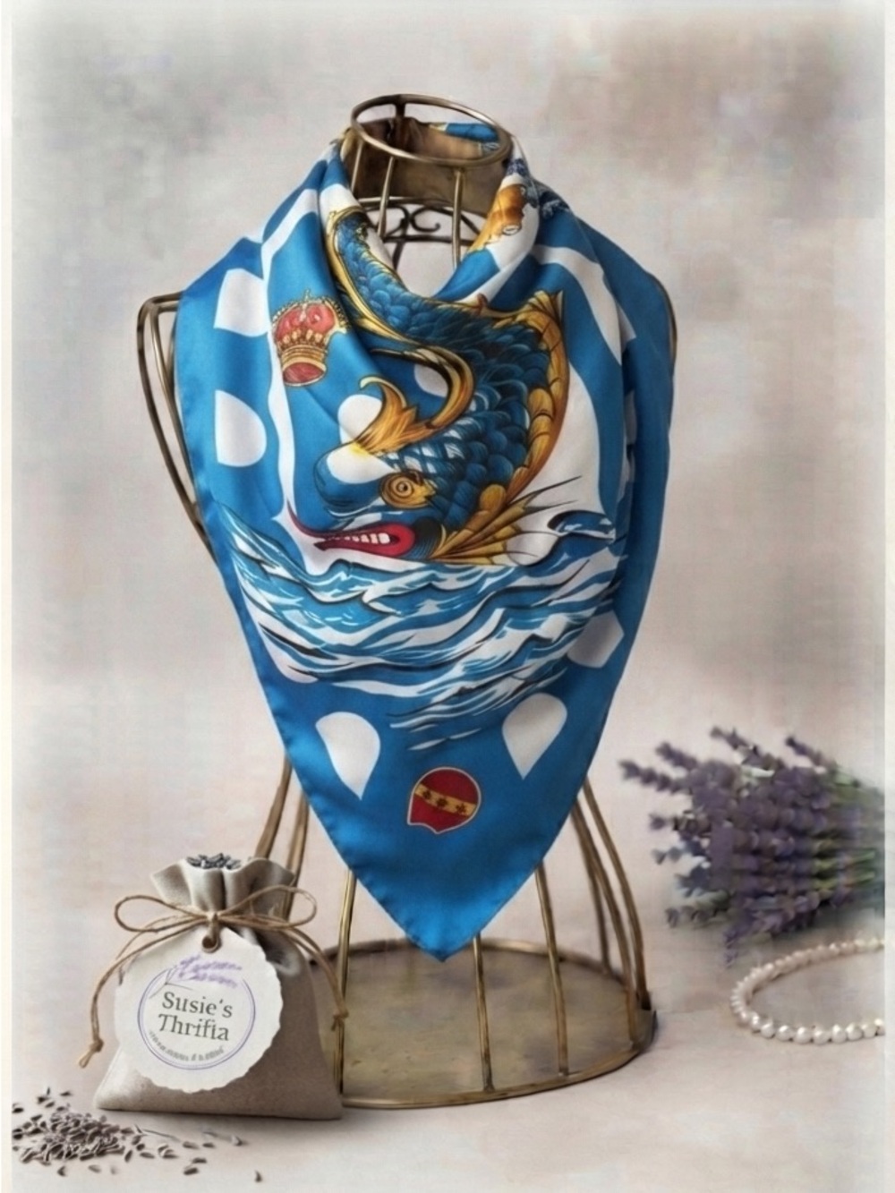 Vintage 90s Palio di Siena Italian Horse Race Silk-Feel Scarf